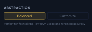 Abstraction section showing Balanced mode