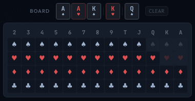 Board Card Picker with flop cards selected