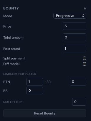 Bounty configuration in the Settings drawer