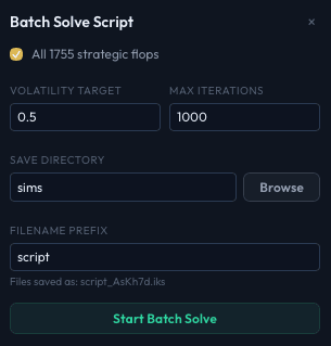 Script panel showing configuration options