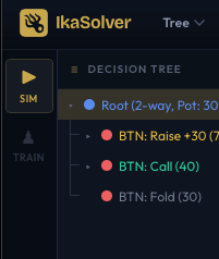 Vertical tab bar showing Sim and Train tabs