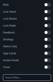 Trainer options menu expanded