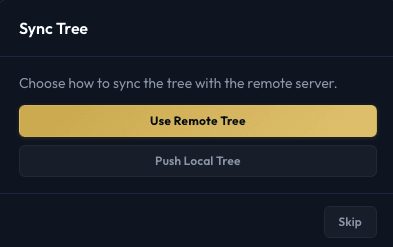 Tree Sync dialog