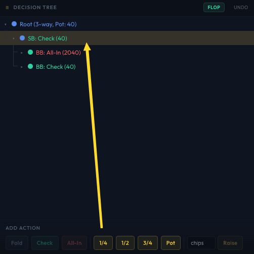 Dragging an action onto a tree node