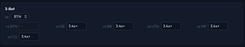 3-Bet section with position dropdown