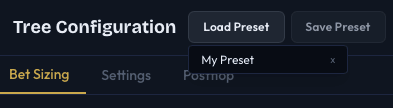 Load Preset dropdown