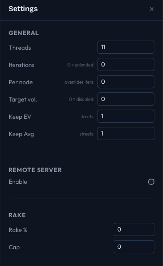 Settings drawer top section