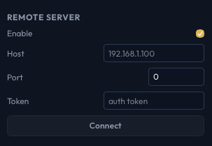 Remote Server section